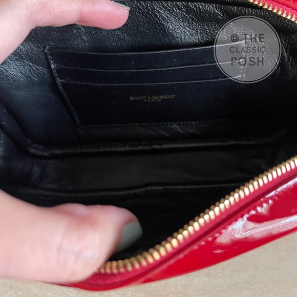 ❌SOLD❌ NEW SAINT LAURENT Lou Mini Matelassé Patent Leather Camera Bag RED - Picture 8 of 12
